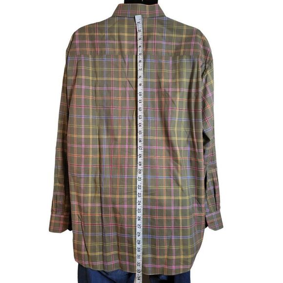 Alan Flusser‎ Button Up Shirt Men Sz XL Multicolor Plaid Long Sleeve - Picture 3 of 6